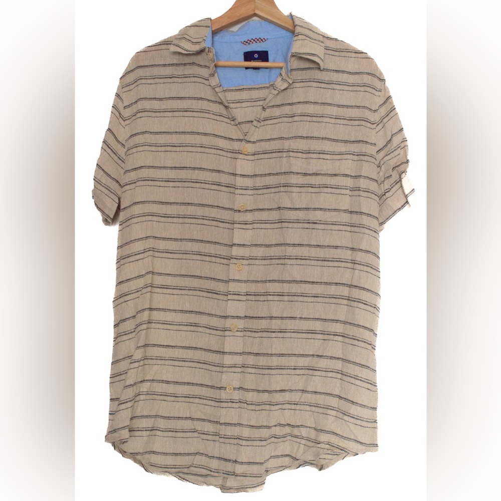 Beige striped button up shirt